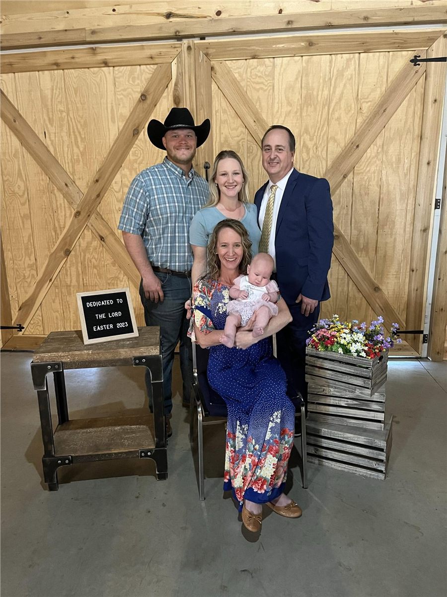 Stephen and his family at a church dedication, Easter 2023